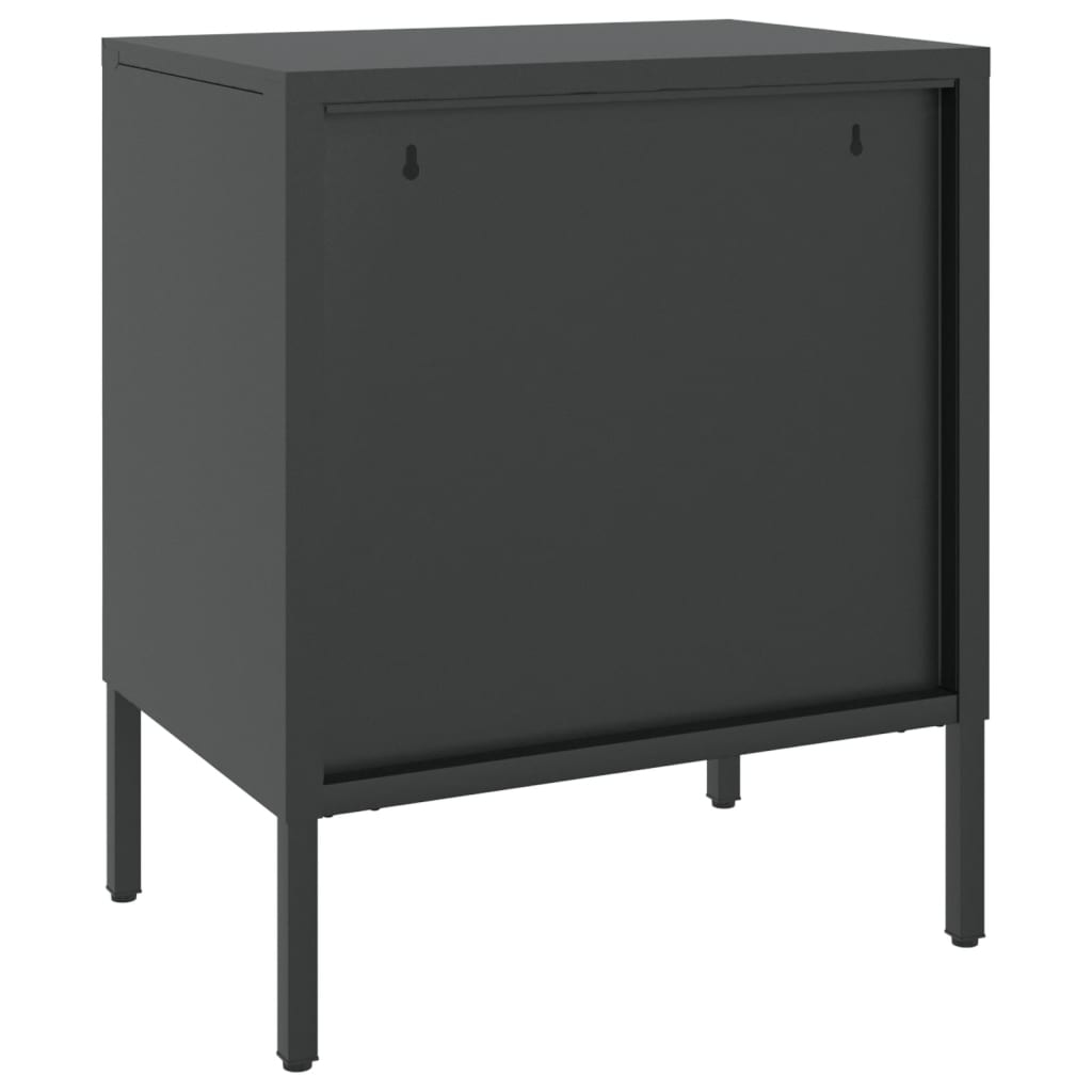 Tables de chevet 2 pcs noir 50x35x60 cm verre et acier - XIOS