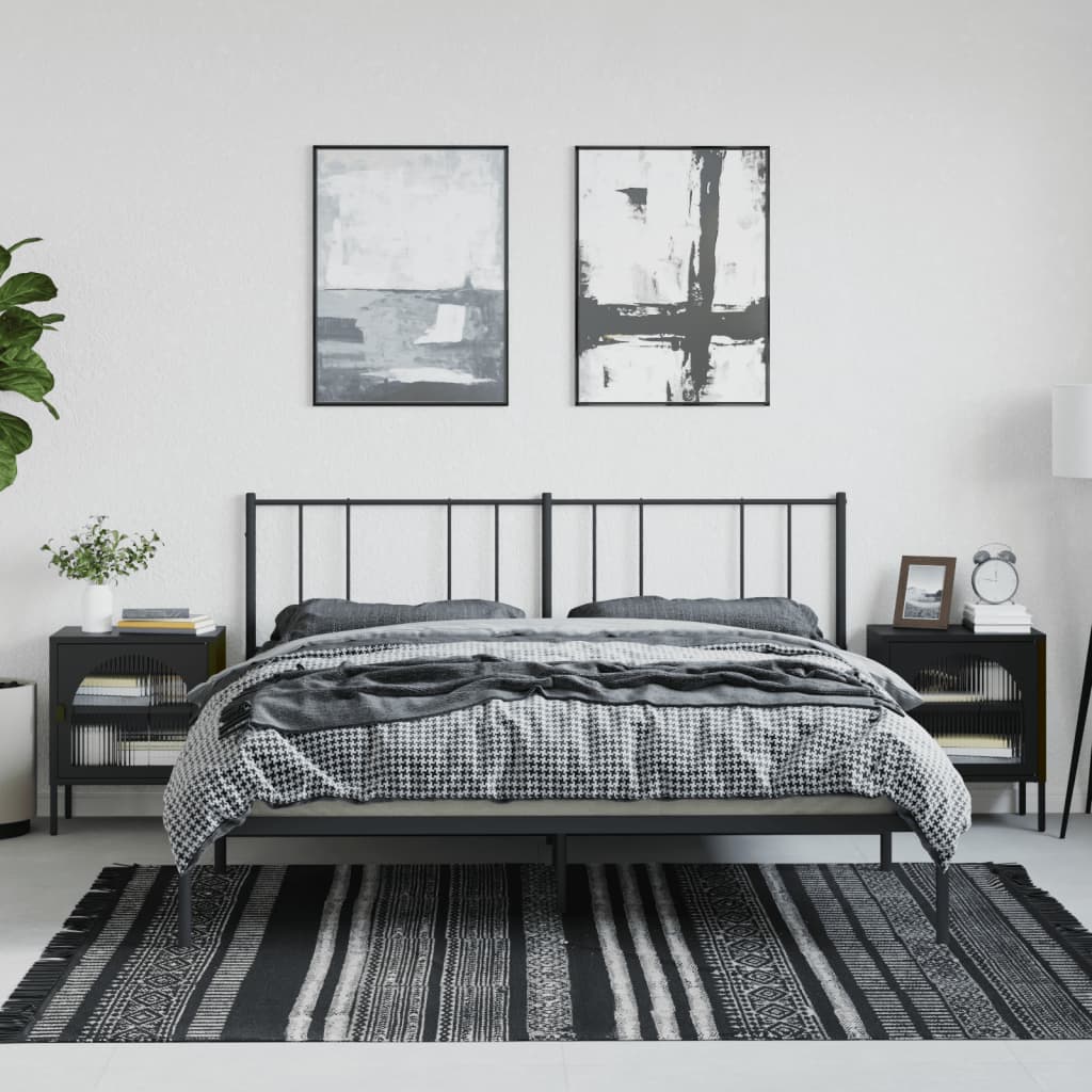 Tables de chevet 2 pcs noir 50x35x60 cm verre et acier - XIOS