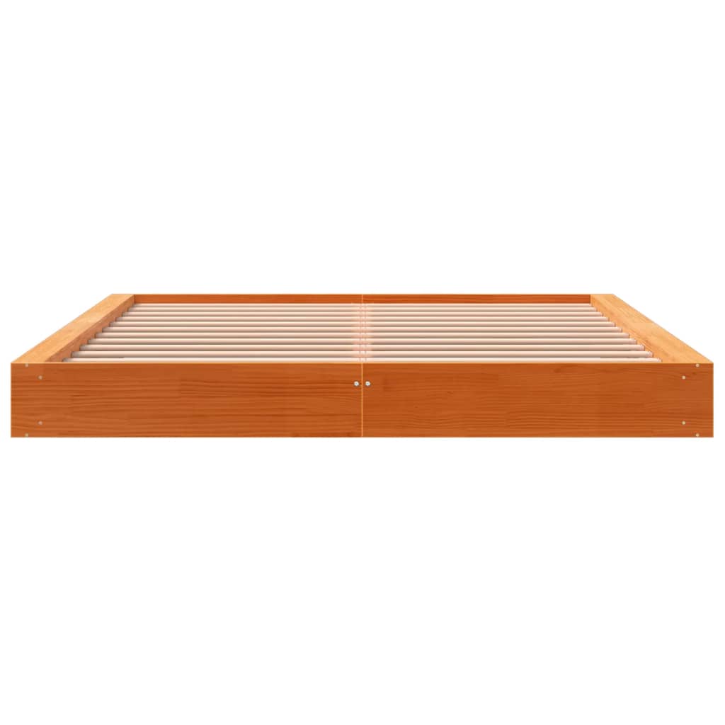 Cadre de lit sans matelas cire marron 200x200cm bois pin massif - XIOS