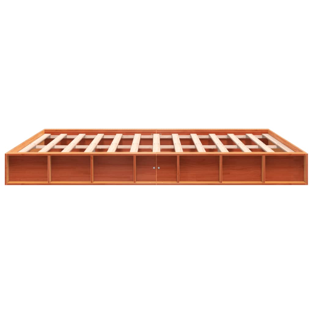 Cadre de lit sans matelas cire marron 200x200cm bois pin massif - XIOS