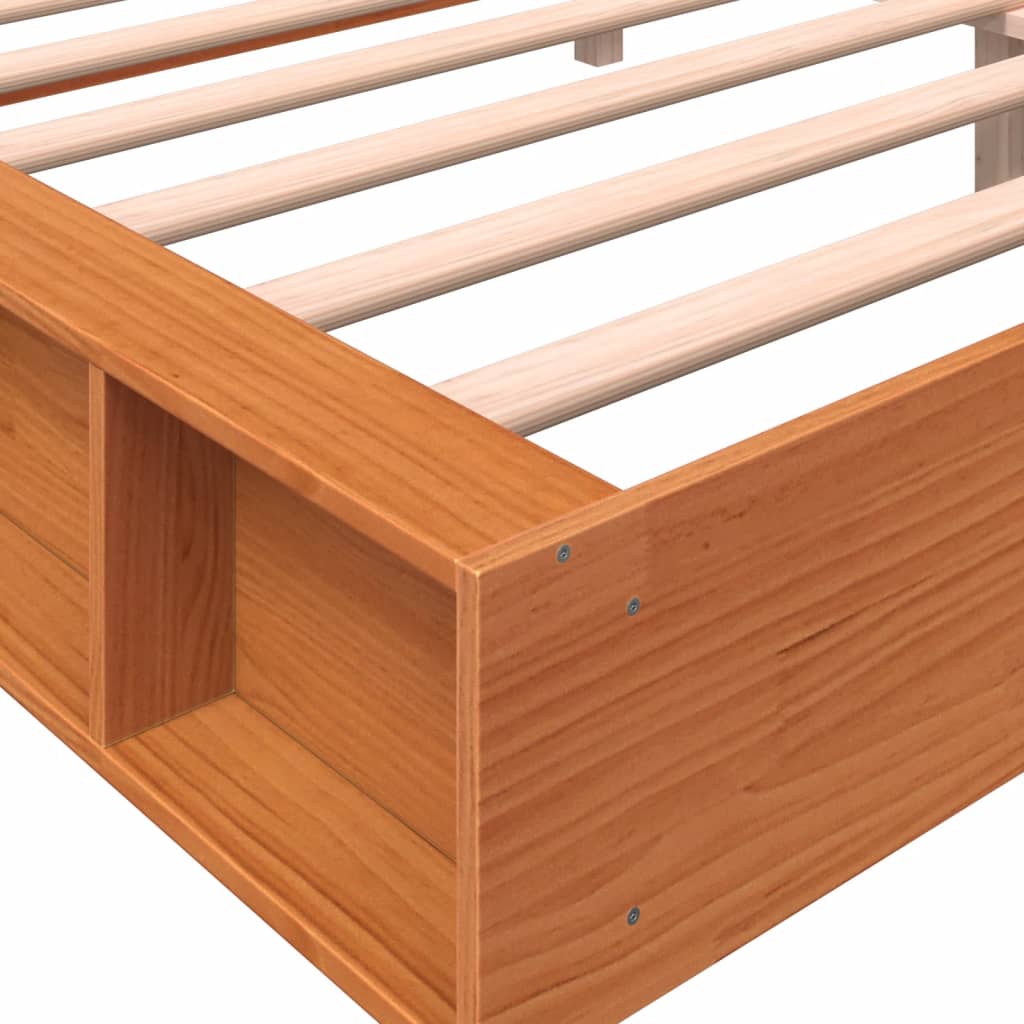 Cadre de lit sans matelas cire marron 200x200cm bois pin massif - XIOS