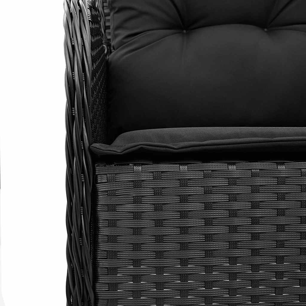 Ensemble à manger de jardin coussins 5pcs Noir Résine tressée