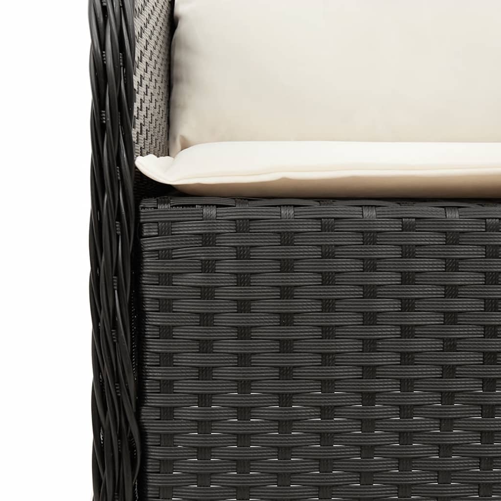 Ensemble à manger de jardin coussins 5pcs Noir Résine tressée