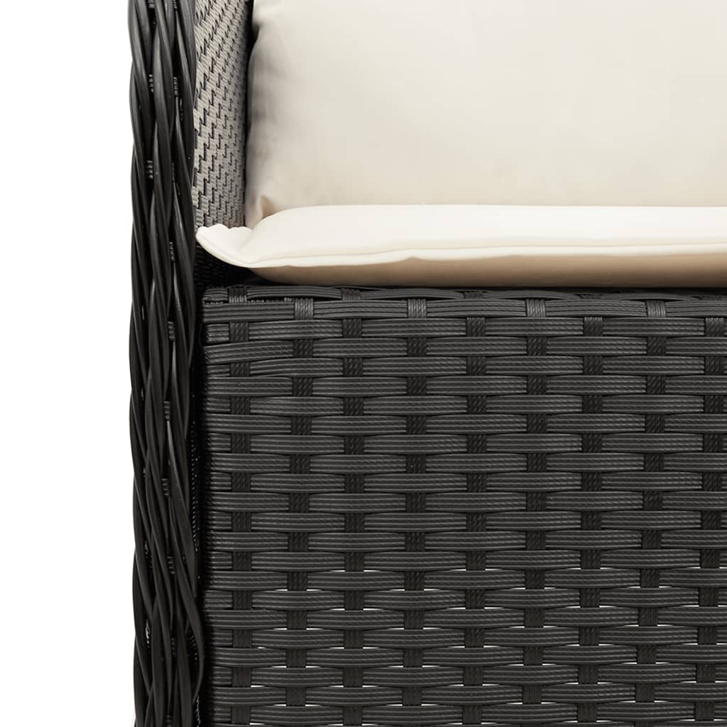Ensemble à manger de jardin coussins 5pcs Noir Résine tressée