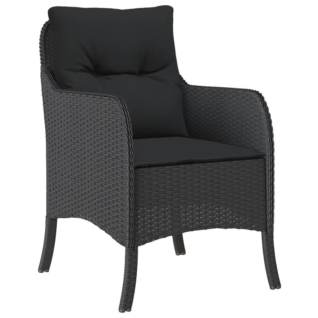 Ensemble à manger de jardin avec coussins 3 pcs Noir