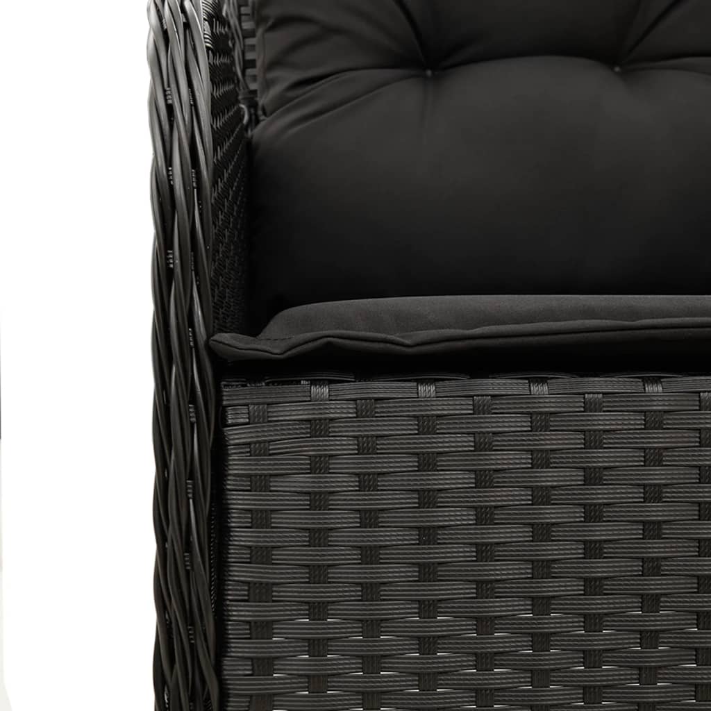 Ensemble à manger de jardin avec coussins 3 pcs Noir