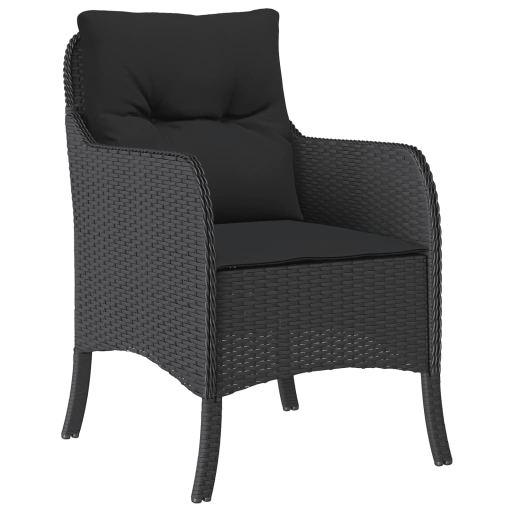 Ensemble à manger de jardin avec coussins 3 pcs Noir