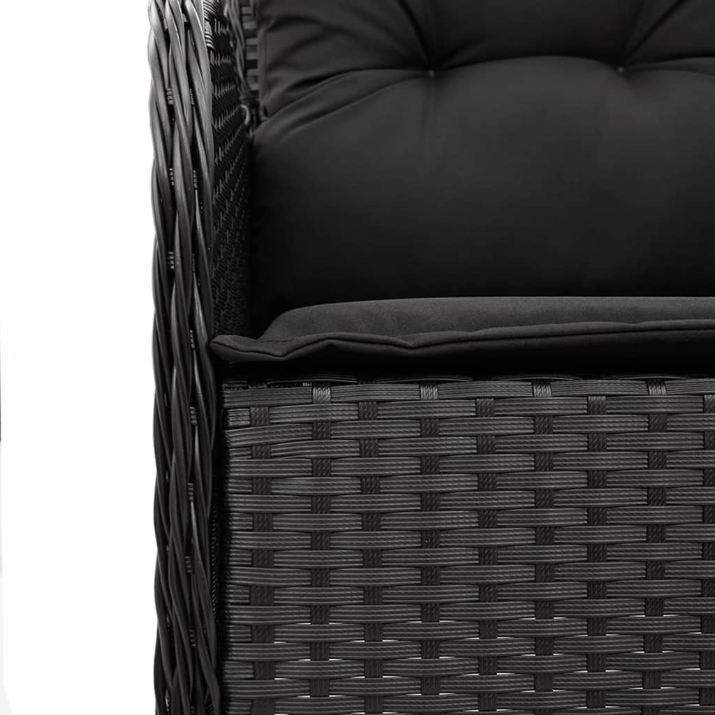 Ensemble à manger de jardin avec coussins 3 pcs Noir