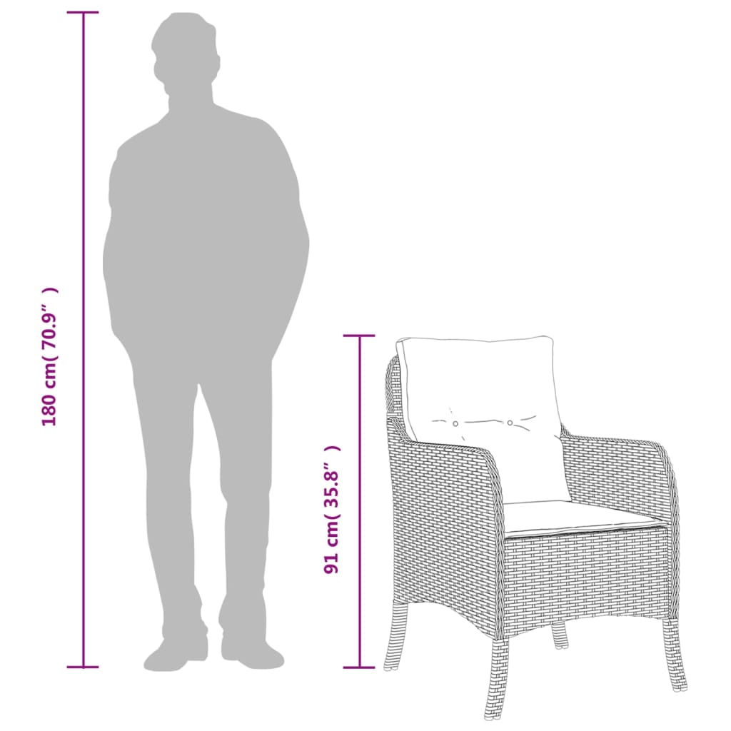Ensemble à manger de jardin avec coussins 3 pcs Noir