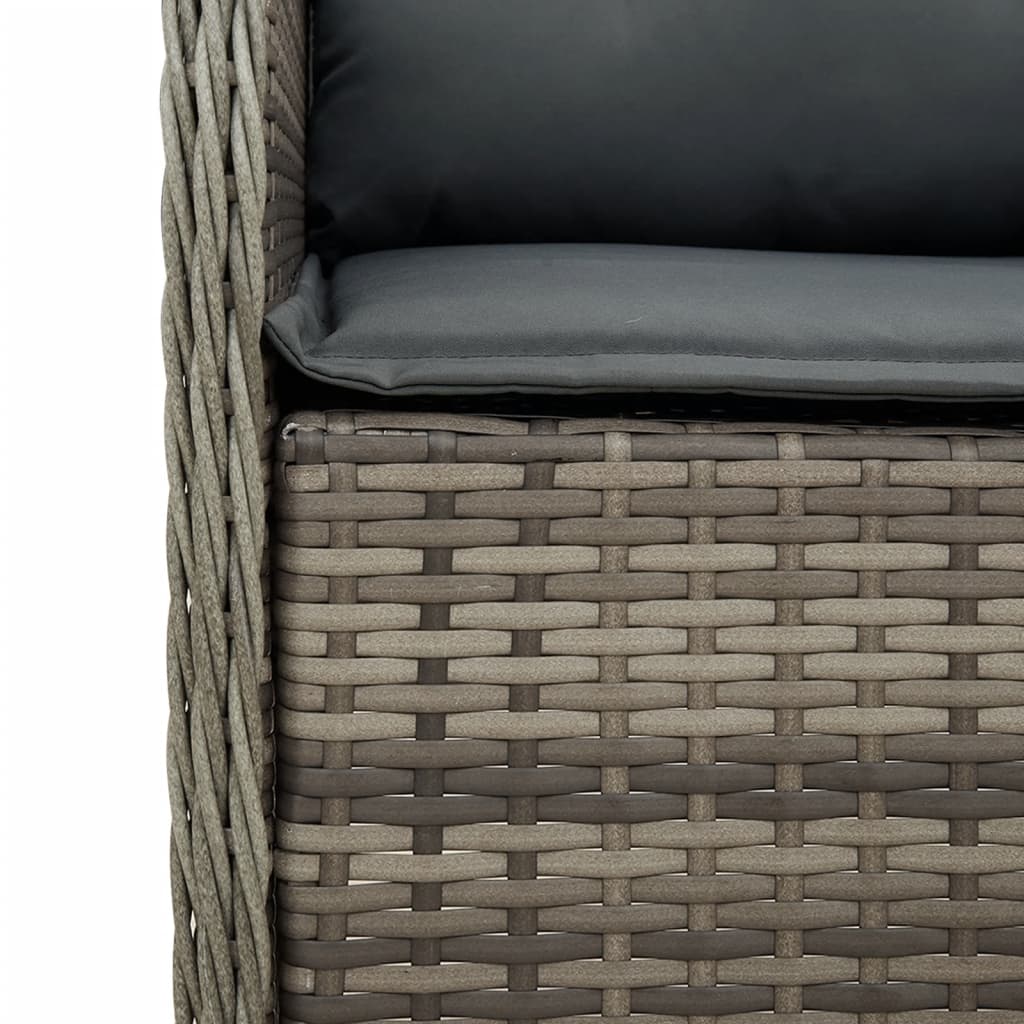Ensemble à manger de jardin 5 pcs coussins gris résine tressée