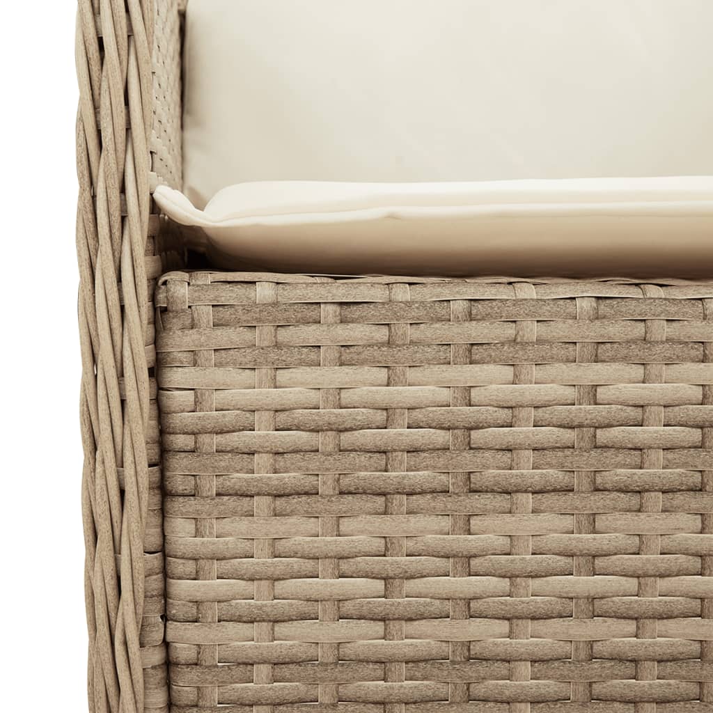 Ensemble à manger de jardin et coussins 3 pcs Beige poly rotin