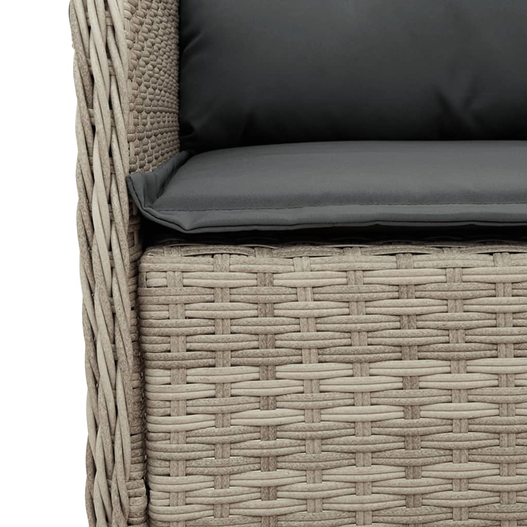 Ensemble à manger de jardin 3pcs coussins gris clair poly rotin