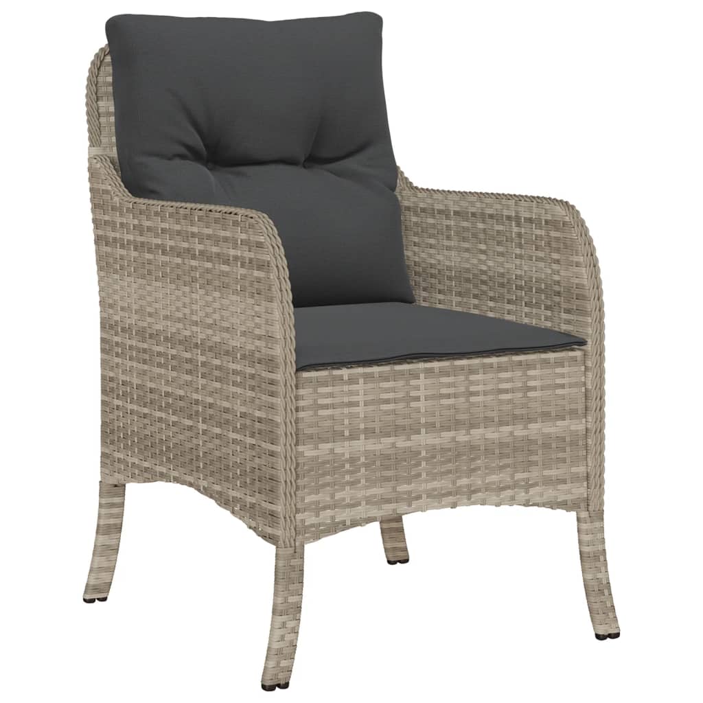 Ensemble à manger de jardin et coussins 5 pcs gris clair rotin