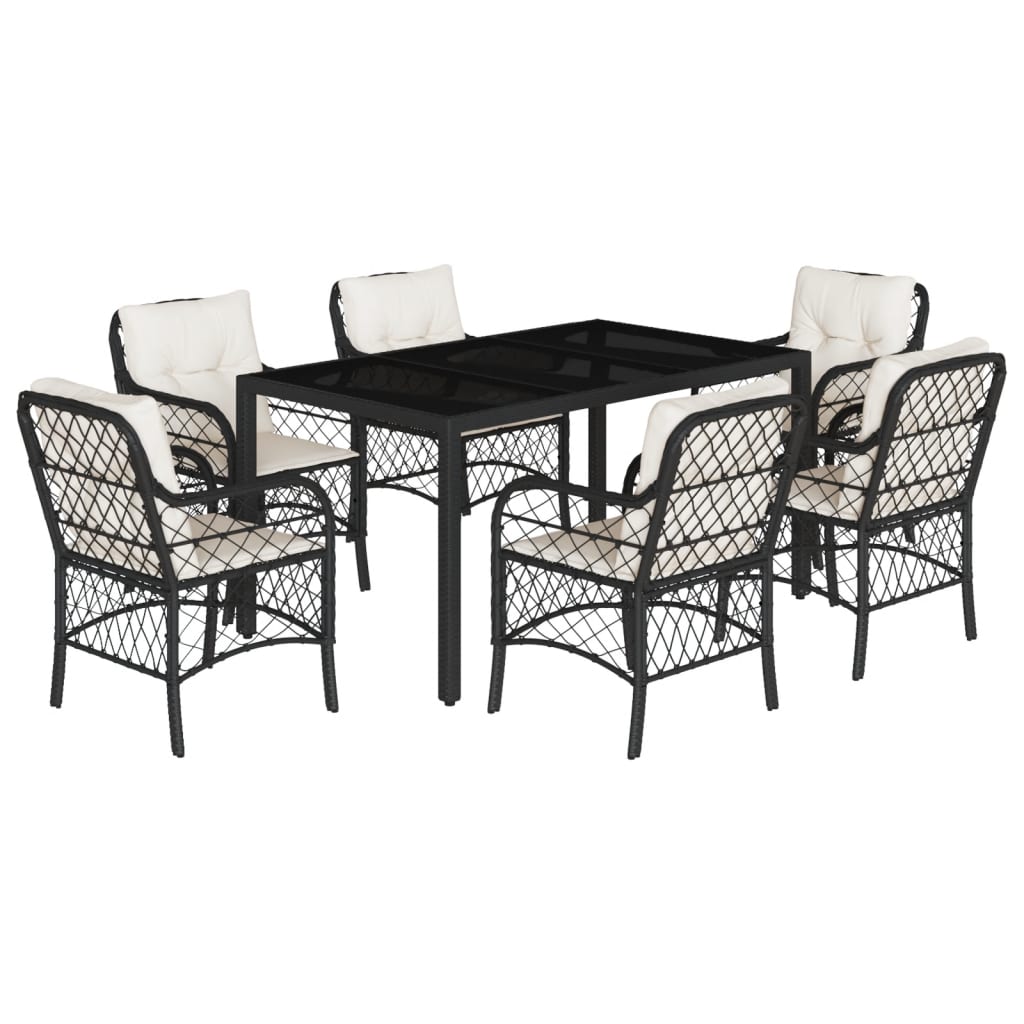 Ensemble à manger de jardin coussins 7pcs Noir Résine tressée Salons de jardin vidaXL