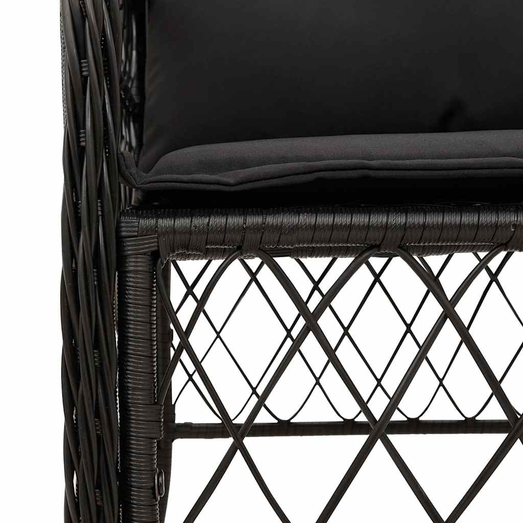 Ensemble à manger de jardin coussins 5pcs Noir Résine tressée