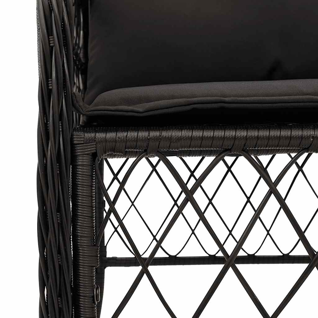 Ensemble à manger de jardin coussins 7pcs Noir Résine tressée