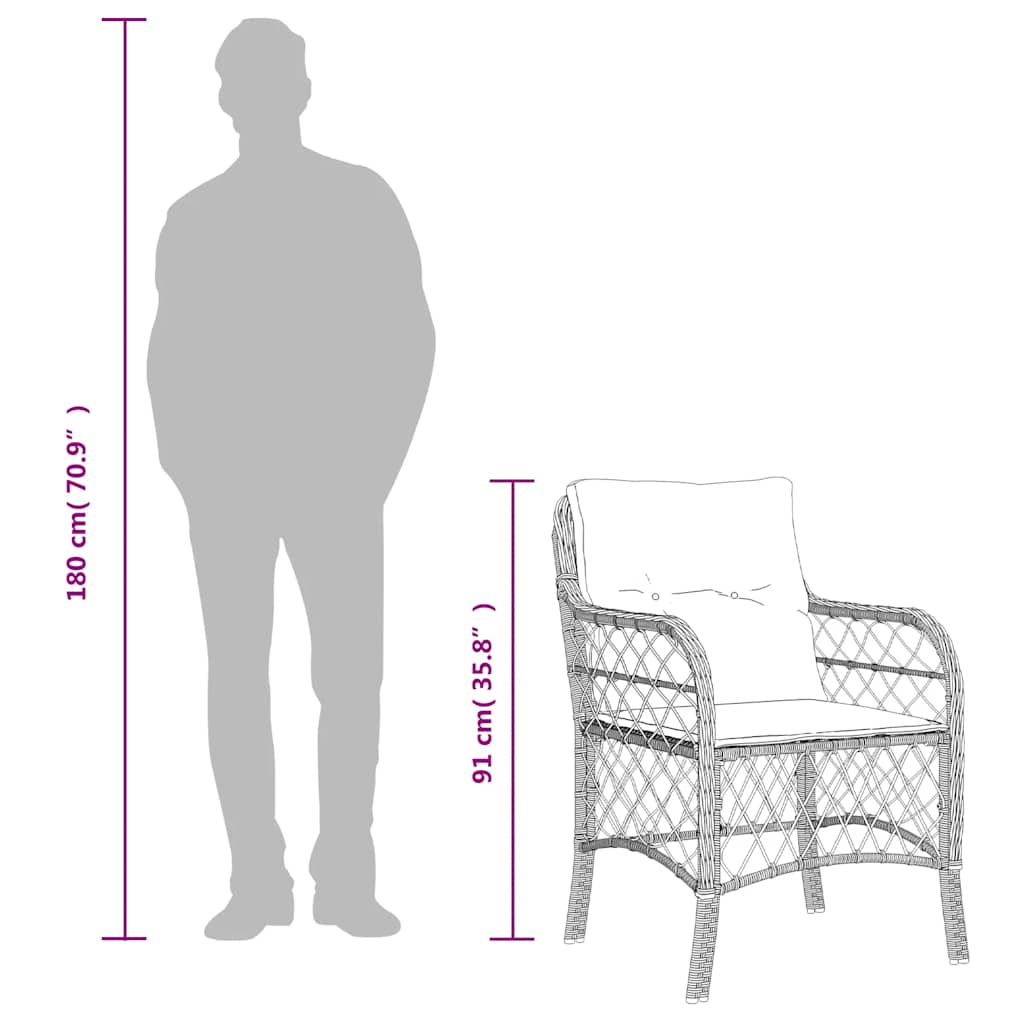Ensemble à manger de jardin coussins 7pcs Noir Résine tressée