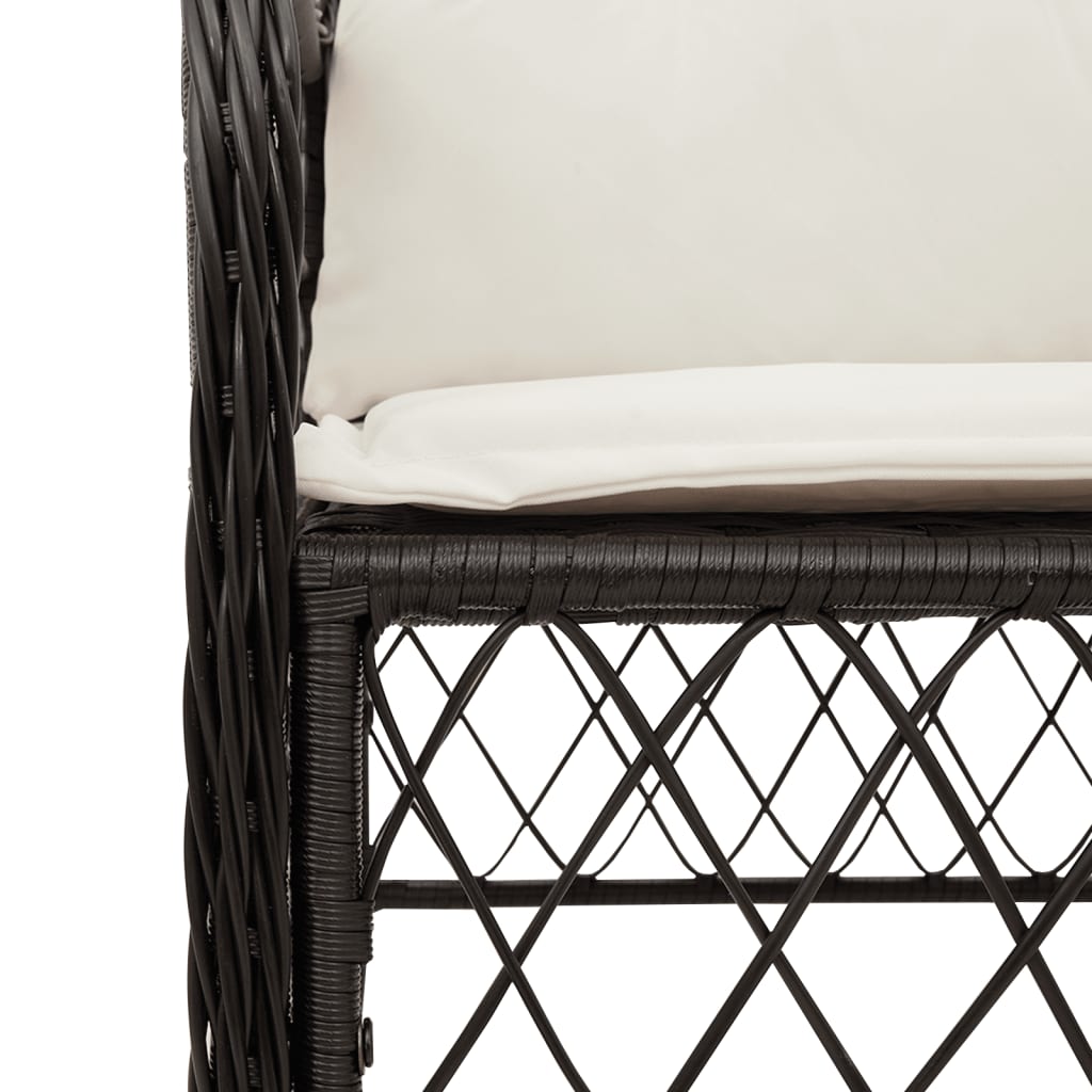 Ensemble à manger de jardin coussins 5pcs Noir Résine tressée