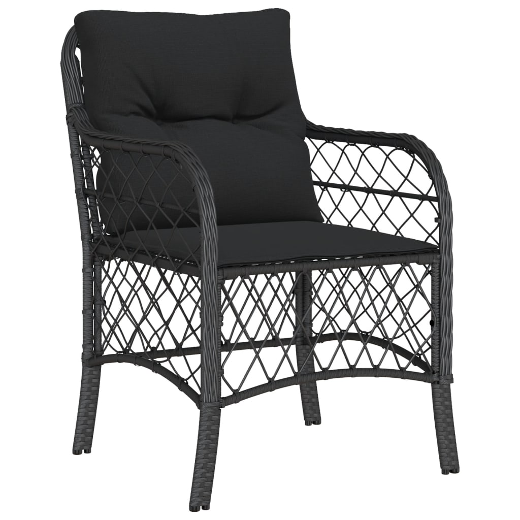 Ensemble à manger de jardin coussins 5pcs Noir Résine tressée