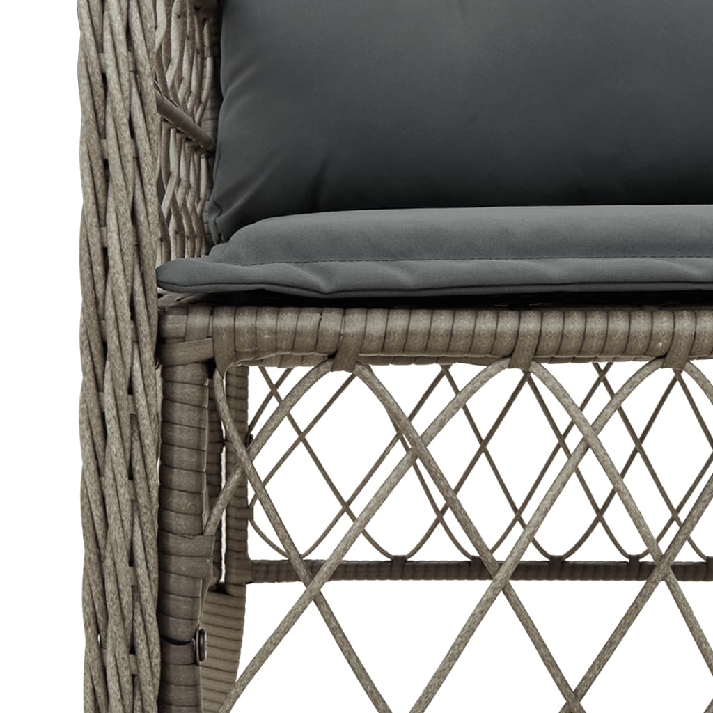 Ensemble de bistro 3 pcs avec coussins gris résine tressée