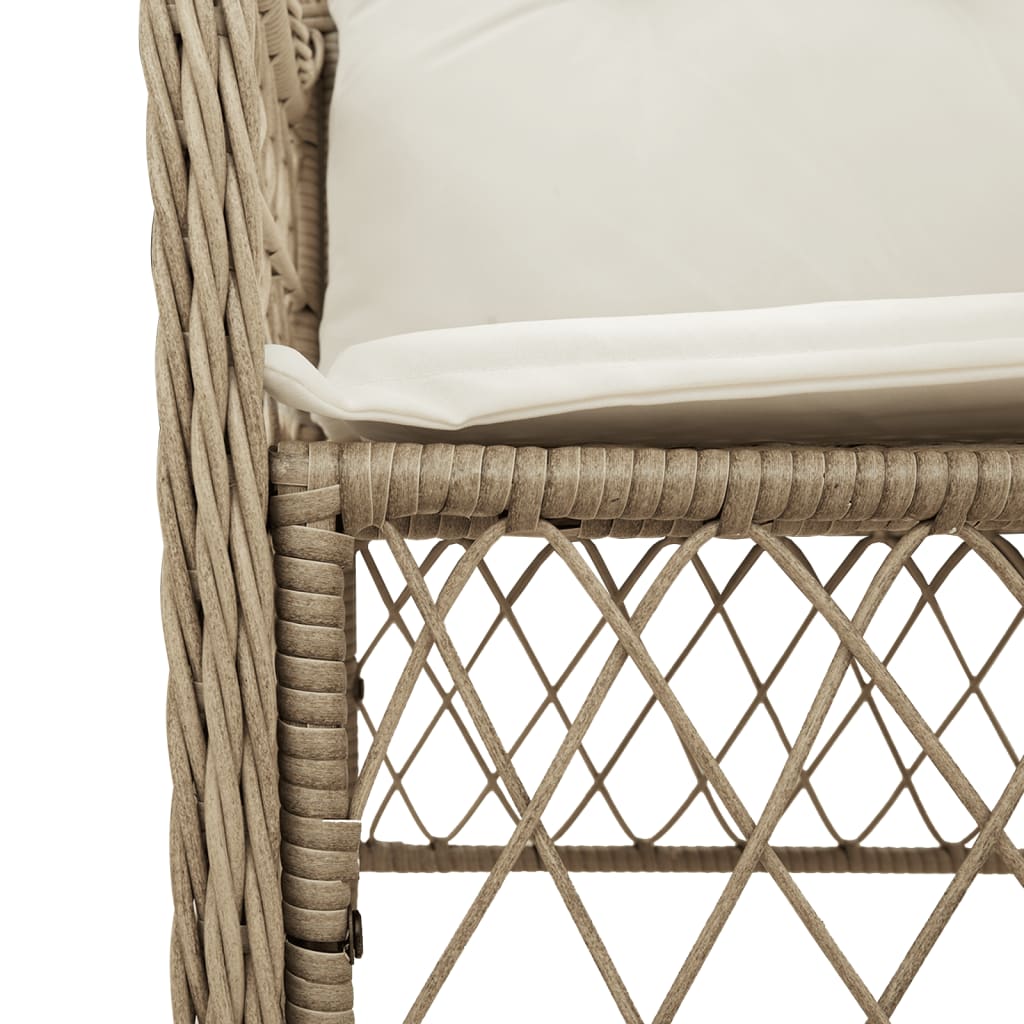 Ensemble de bistro 3 pcs avec coussins beige résine tressée