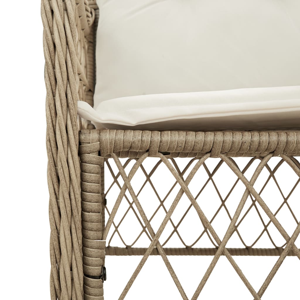 Ensemble à manger de jardin avec coussins 5pcs Beige poly rotin