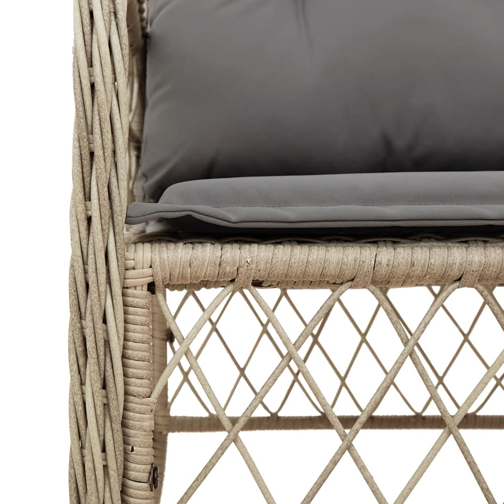 Ensemble à manger de jardin coussins 5 pcs mélange beige rotin