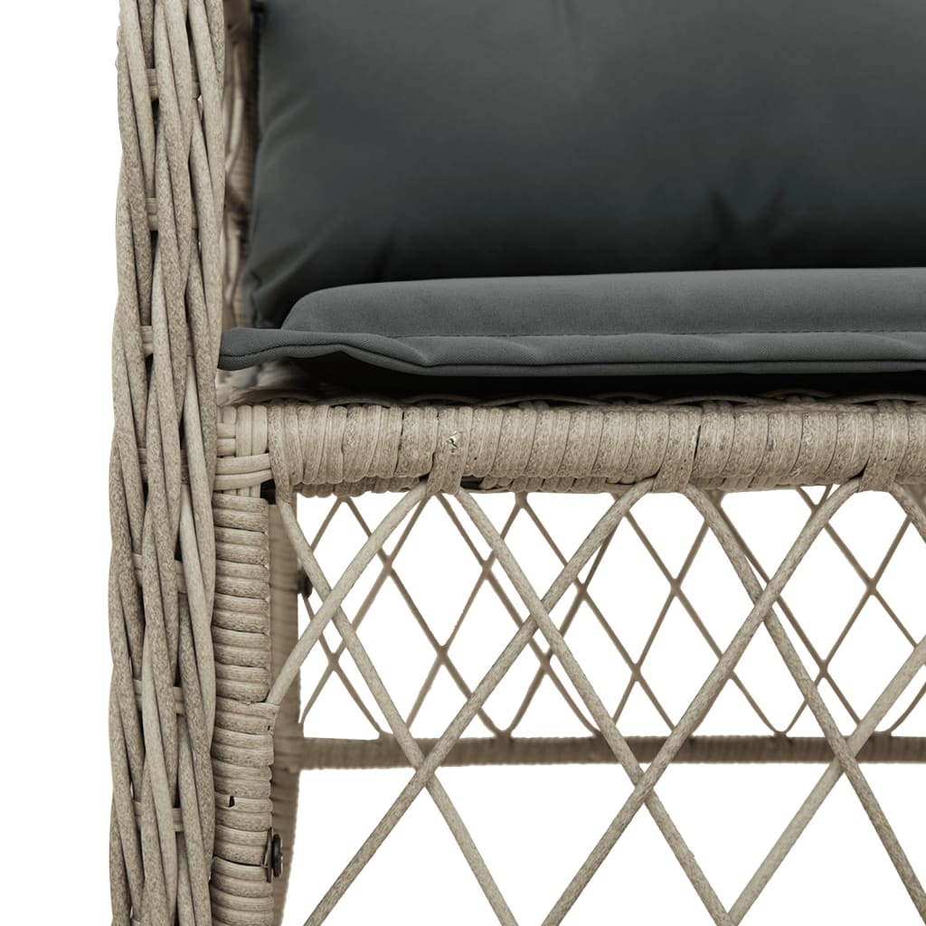 Ensemble à manger de jardin et coussins 5 pcs gris clair rotin