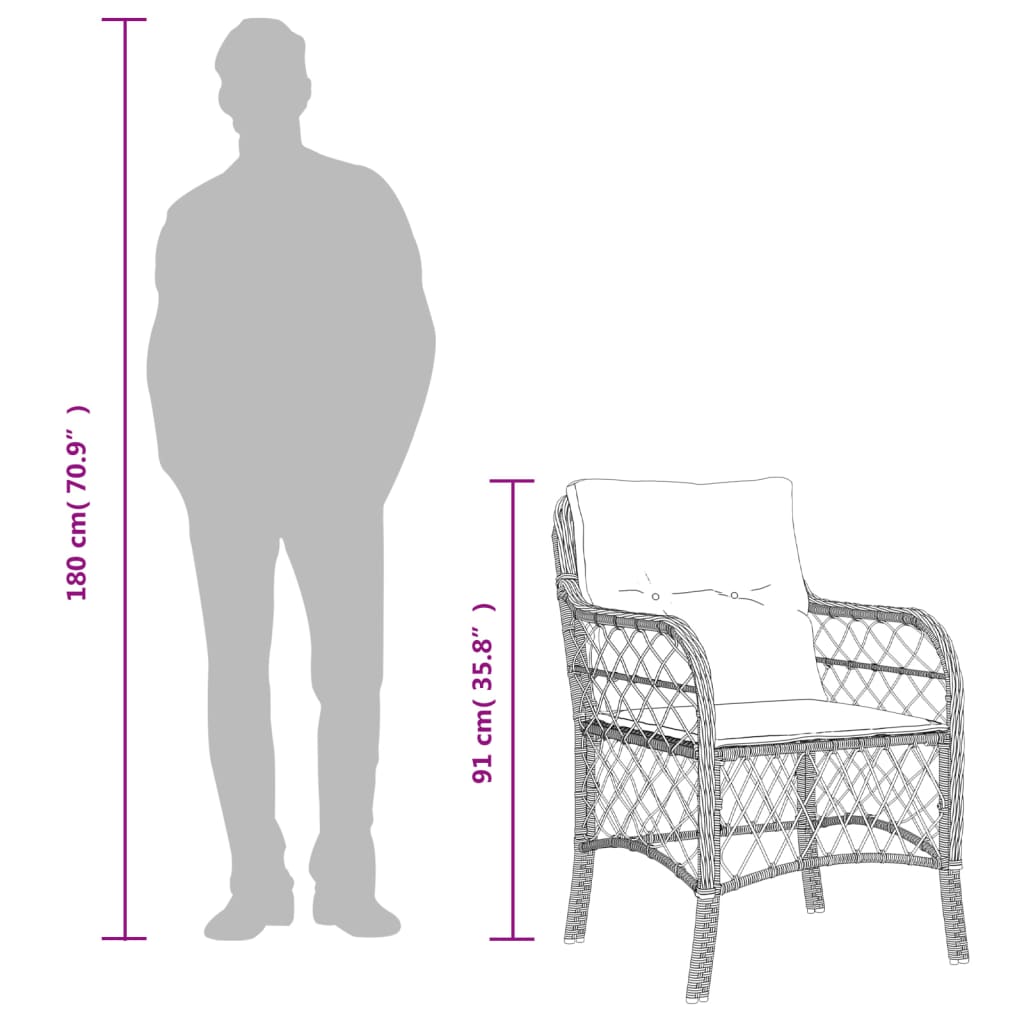 Ensemble à manger de jardin et coussins 5 pcs gris clair rotin