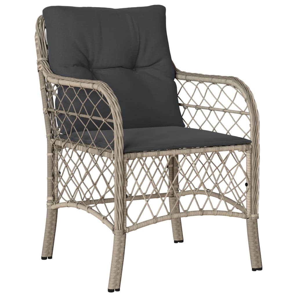 Ensemble de bistro 3 pcs et coussins gris clair résine tressée