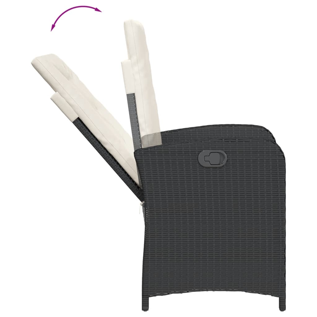Ensemble à manger de jardin avec coussins 3 pcs Noir