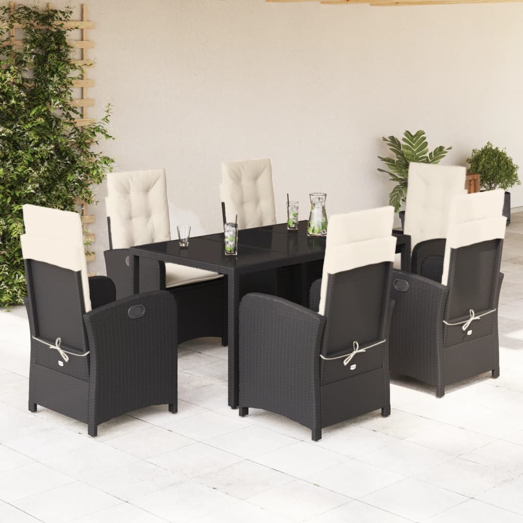 Ensemble à manger de jardin coussins 7pcs Noir Résine tressée Salons de jardin vidaXL