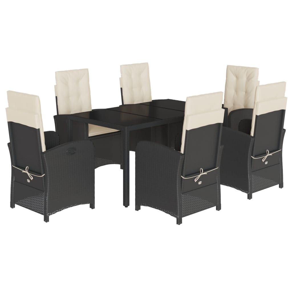 Ensemble à manger de jardin coussins 7pcs Noir Résine tressée Salons de jardin vidaXL