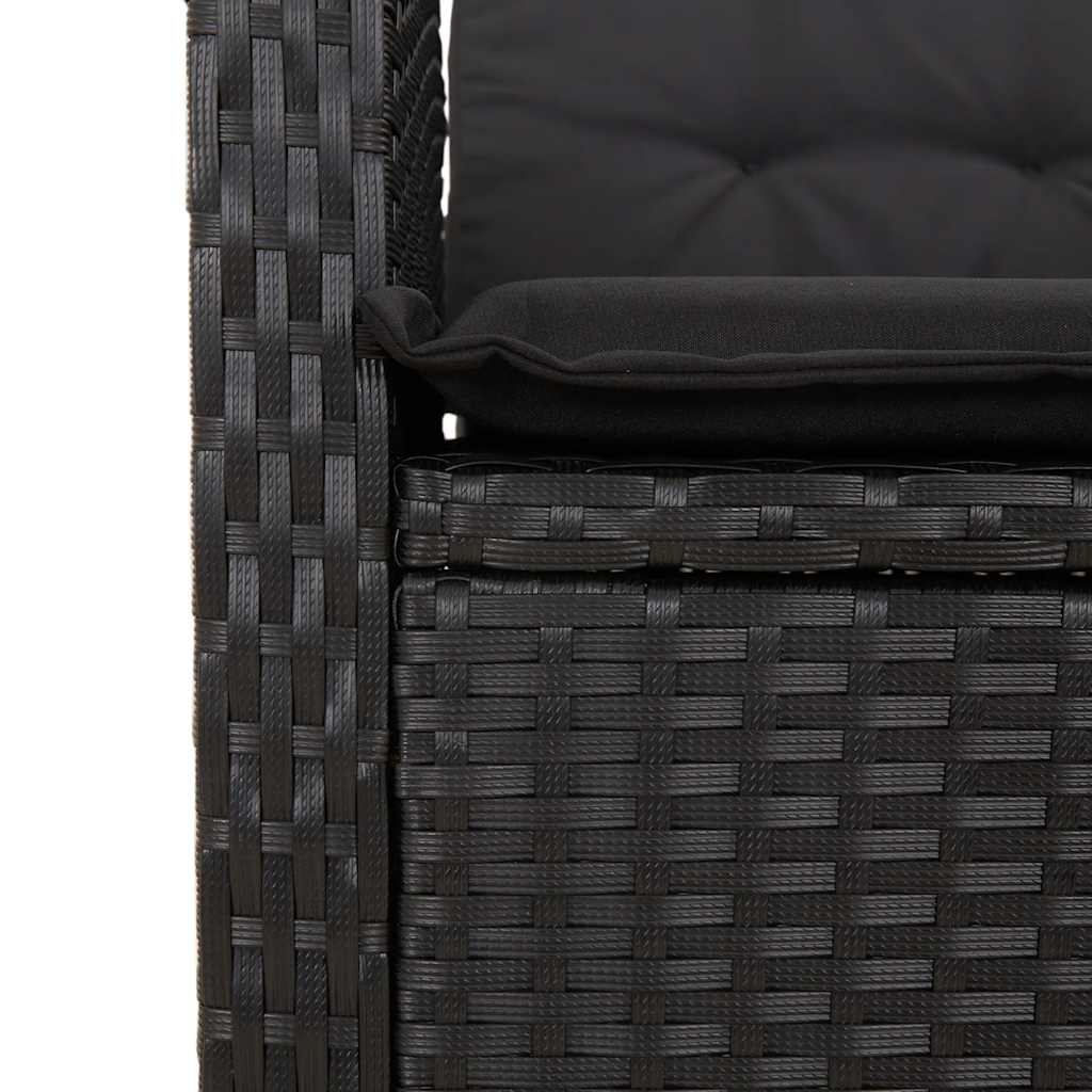 Ensemble à manger de jardin avec coussins 3 pcs Noir
