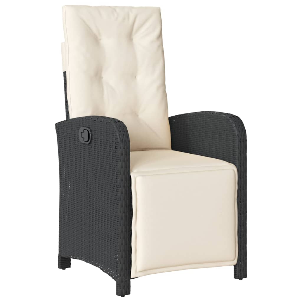 Ensemble à manger de jardin coussins 7pcs Noir Résine tressée