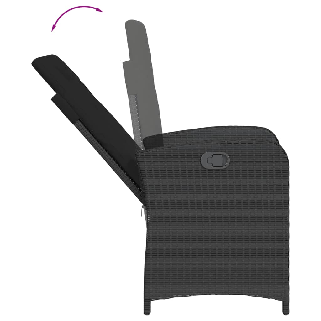 Ensemble à manger de jardin avec coussins 3 pcs Noir