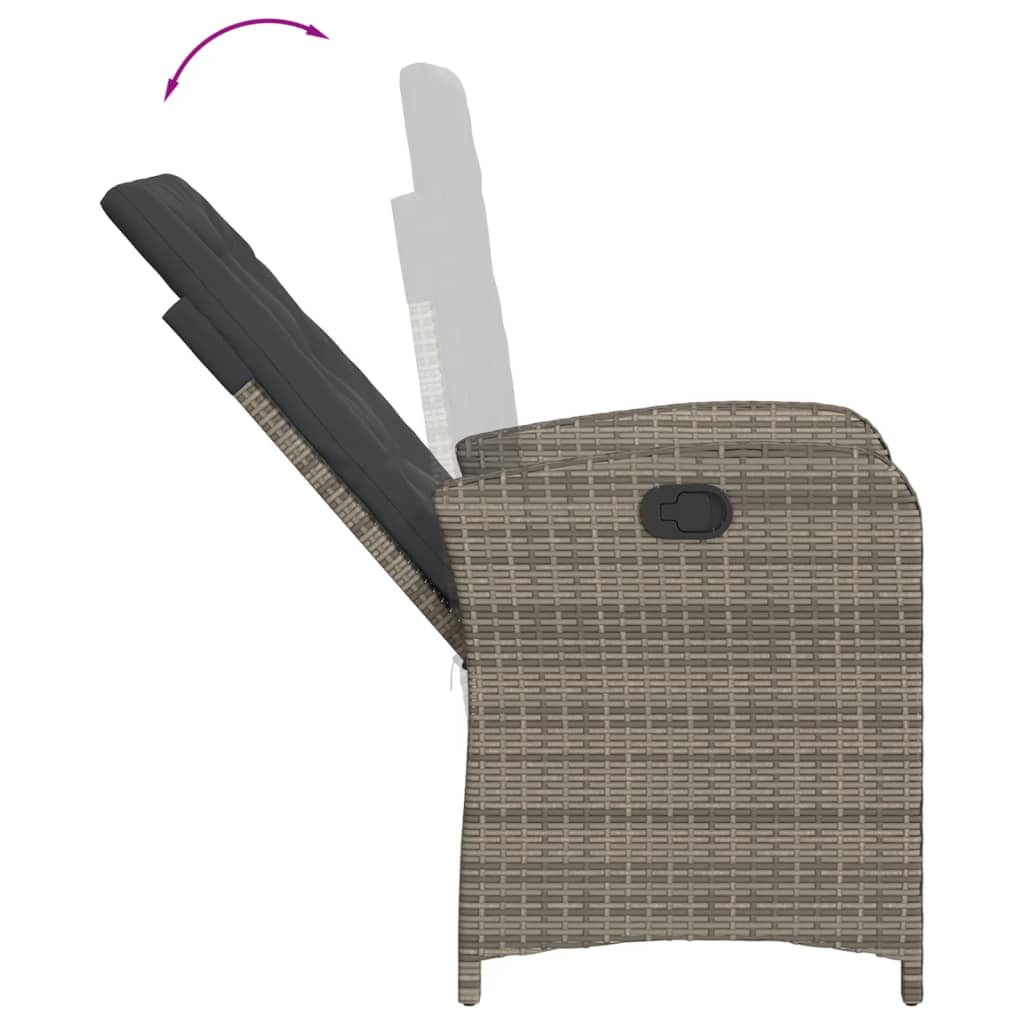Ensemble à manger de jardin 3 pcs coussins gris résine tressée