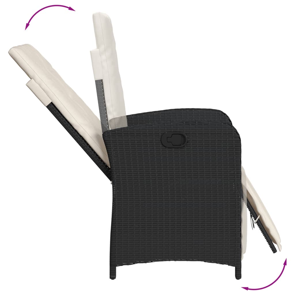 Ensemble à manger de jardin coussins 7pcs Noir Résine tressée