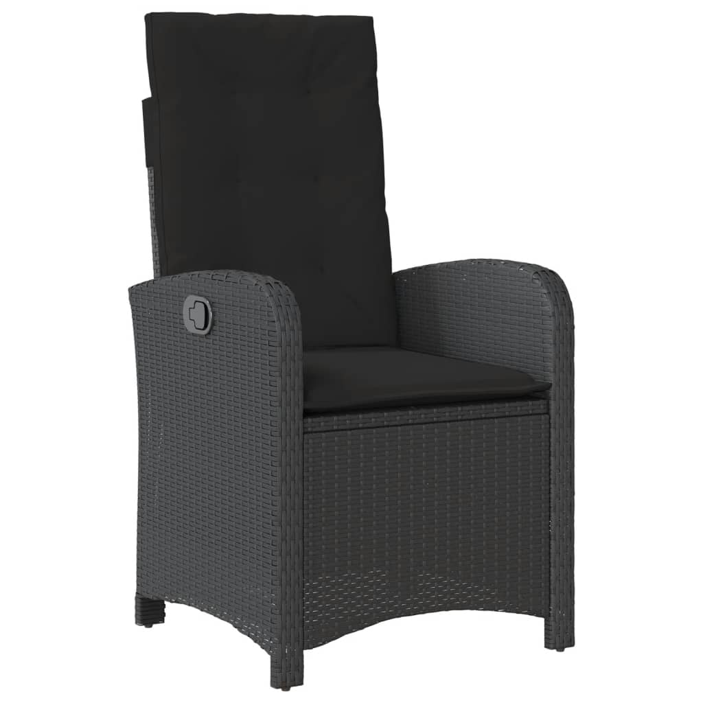 Ensemble à manger de jardin avec coussins 3 pcs Noir
