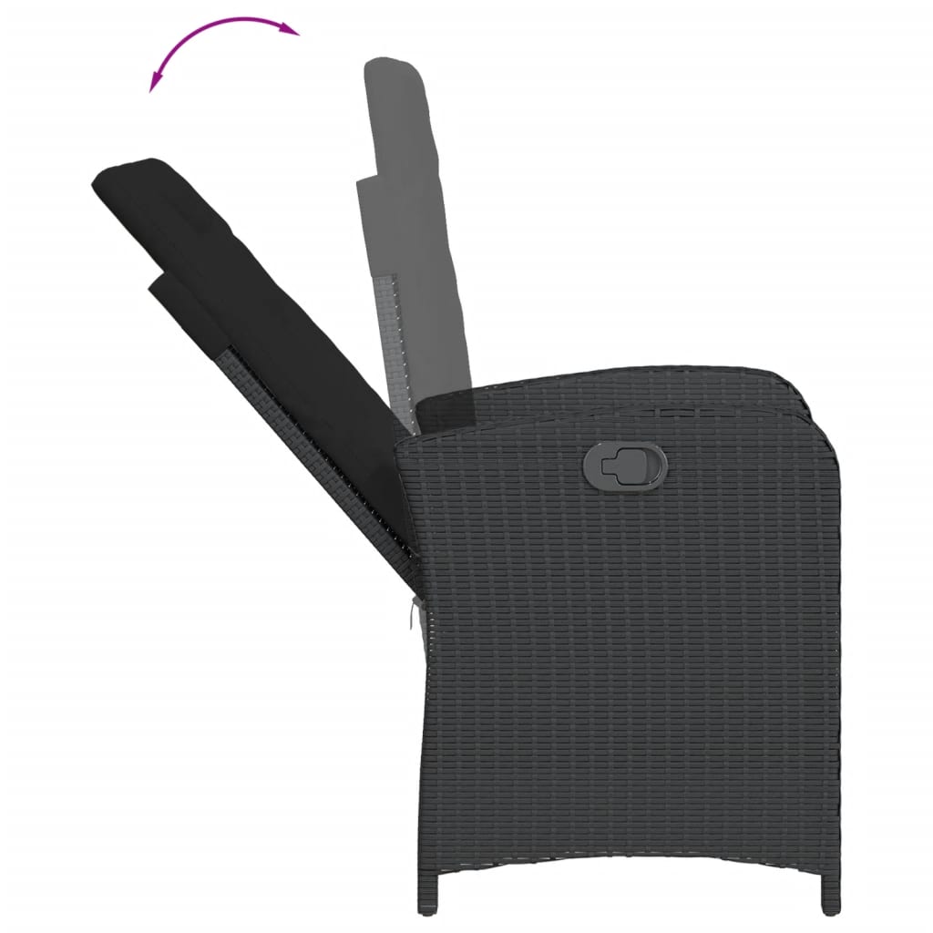 Ensemble à manger de jardin avec coussins 3 pcs Noir