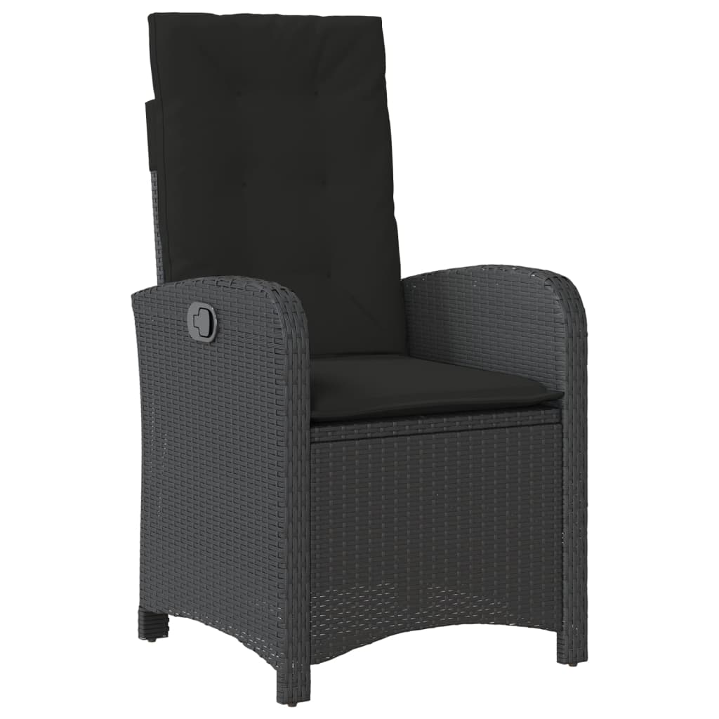Ensemble à manger de jardin coussins 5pcs Noir Résine tressée