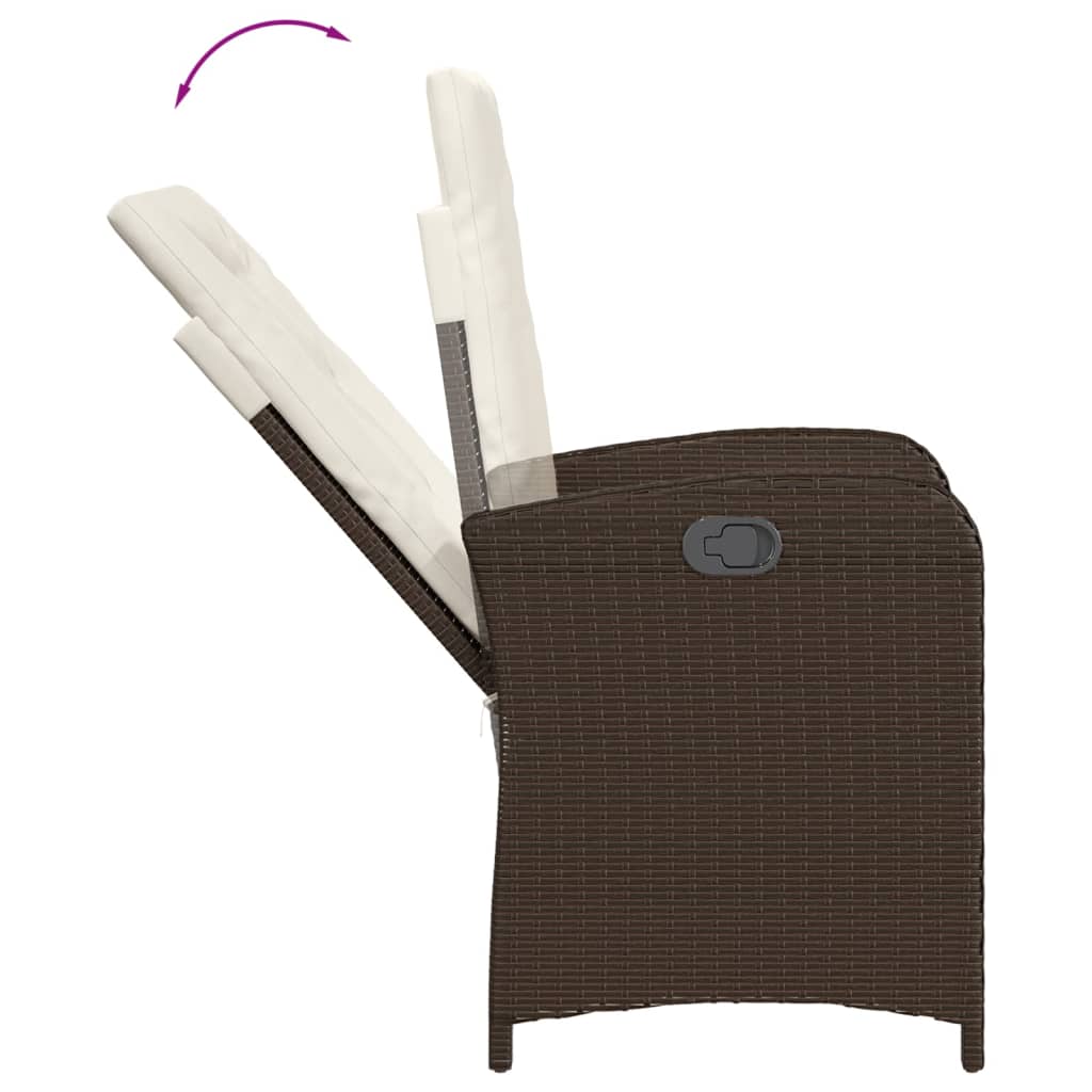 Ensemble à manger de jardin 5 pcs et coussins marron poly rotin