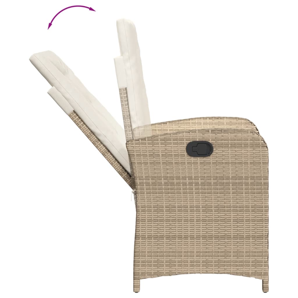 Ensemble à manger de jardin avec coussins 5pcs Beige poly rotin