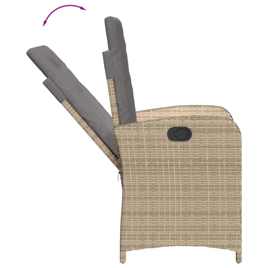Ensemble à manger de jardin coussins 5 pcs mélange beige rotin