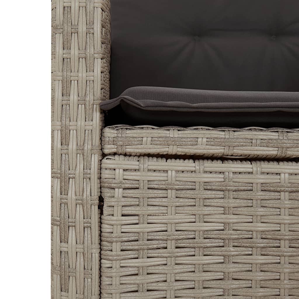 Ensemble à manger de jardin 3pcs coussins gris clair poly rotin