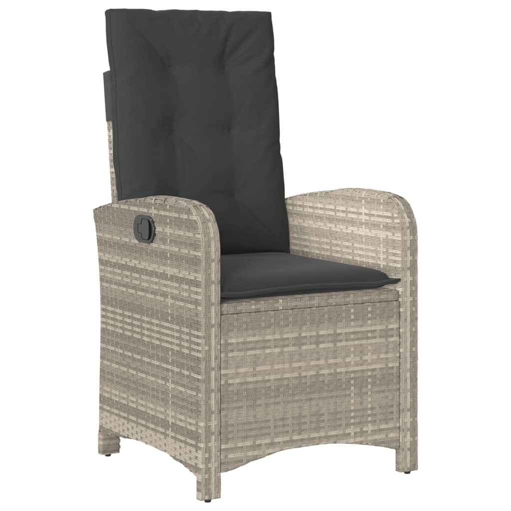 Ensemble à manger de jardin et coussins 5 pcs gris clair rotin