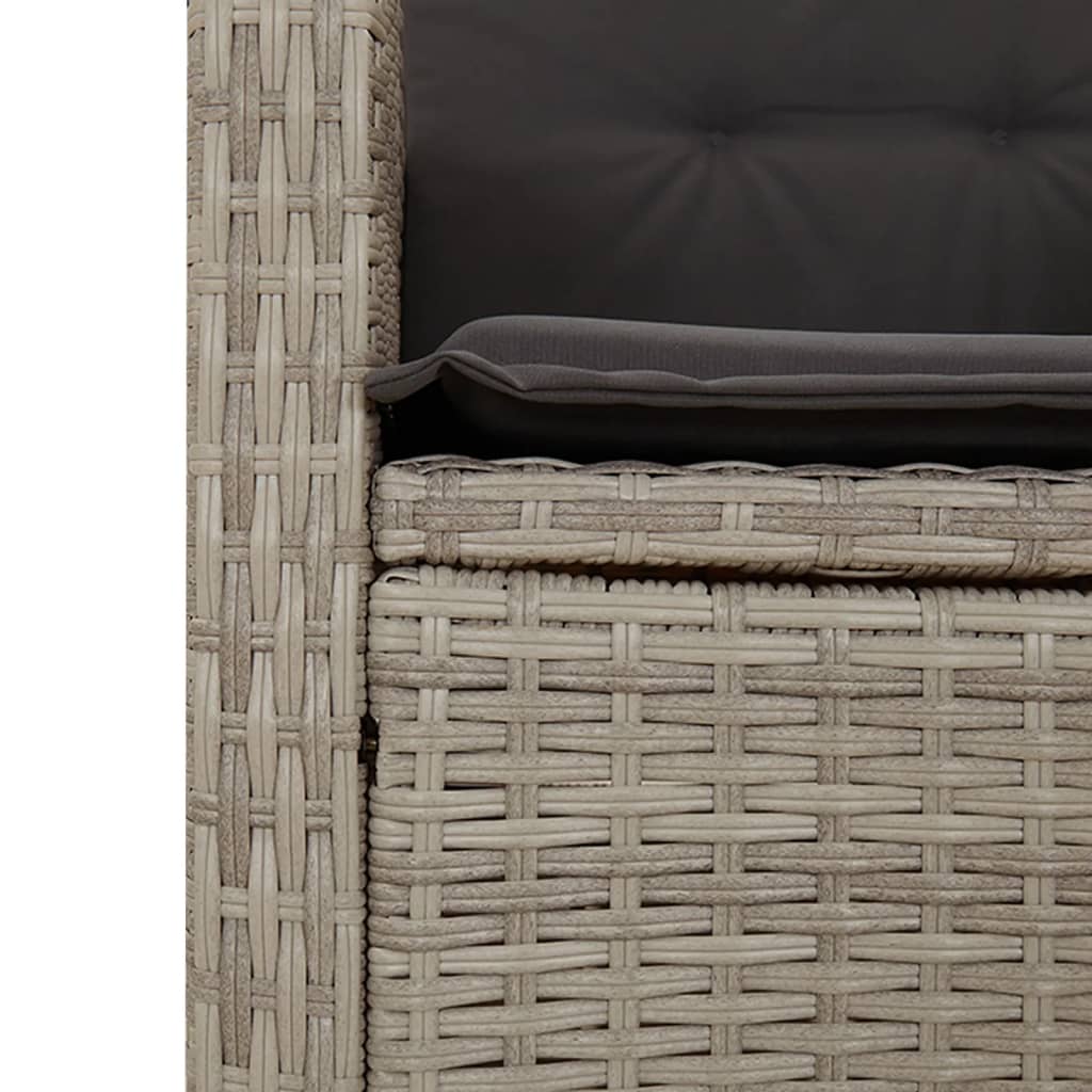 Ensemble à manger de jardin et coussins 5 pcs gris clair rotin
