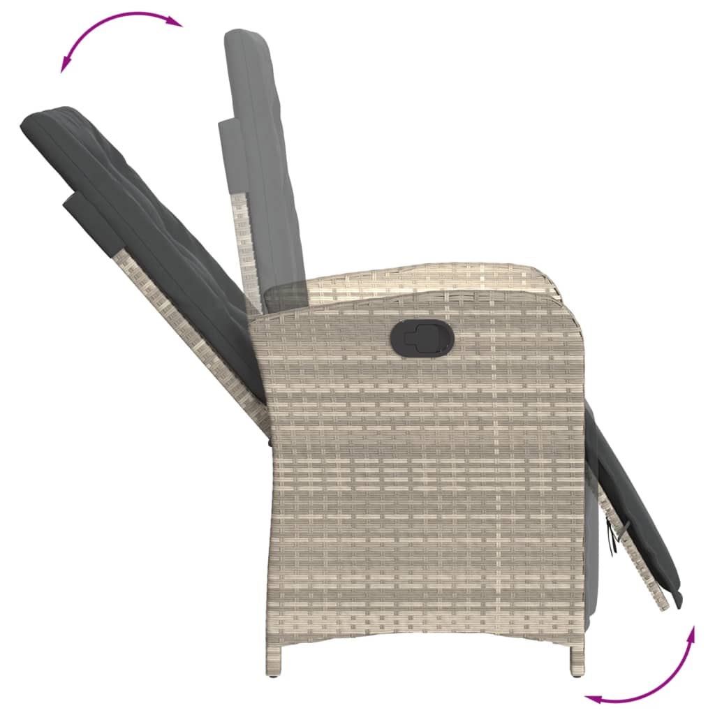 Ensemble à manger de jardin et coussins 5 pcs gris clair rotin