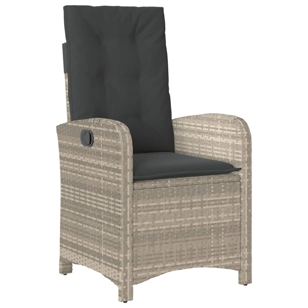 Ensemble à manger de jardin 3pcs coussins gris clair poly rotin