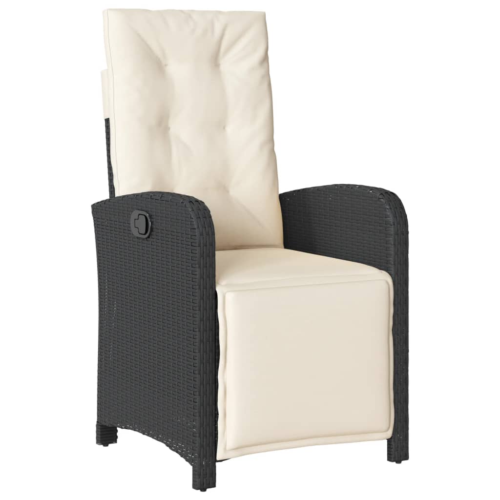 Ensemble à manger de jardin coussins 7pcs Noir Résine tressée
